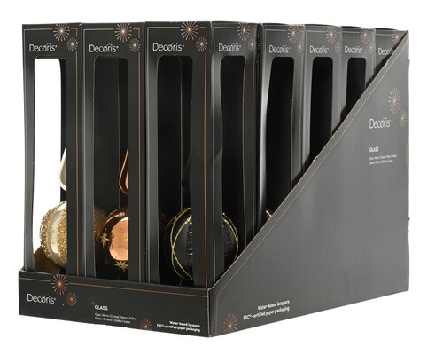 Kerstboompiek glas - D8xH31cm Parel/brandy/zwart - 3 Varianten - afbeelding 3