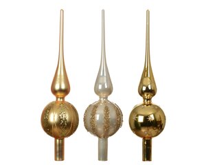 Kerstboompiek glas - D8xH31cm Parel/licht goud - 3 Varianten - afbeelding 1