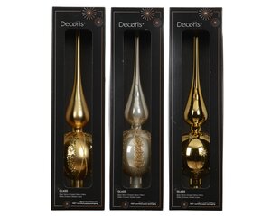 Kerstboompiek glas - D8xH31cm Parel/licht goud - 3 Varianten - afbeelding 2