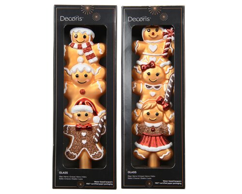 Kerstboompiek glas - L8xH27cm Meerkleurig - 2 Varianten - afbeelding 1