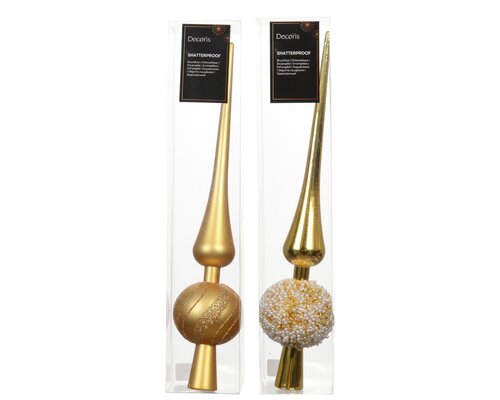 Kerstboompiek kunststof - B6xH30,5cm Licht goud - 2 Varianten - afbeelding 1