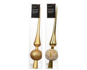 Kerstboompiek kunststof - B6xH30,5cm Licht goud - 2 Varianten - afbeelding 1