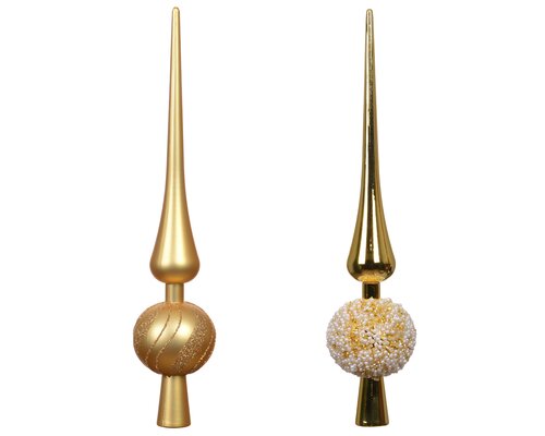 Kerstboompiek kunststof - B6xH30,5cm Licht goud - 2 Varianten - afbeelding 2