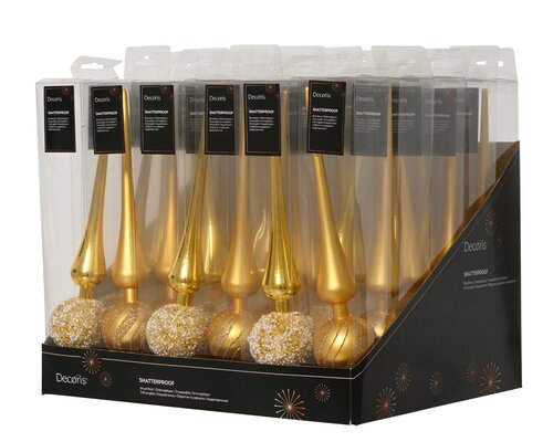 Kerstboompiek kunststof - B6xH30,5cm Licht goud - 2 Varianten - afbeelding 3