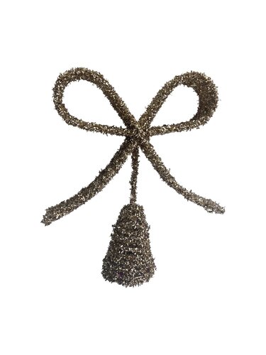 Kerstboompiek strik glitter - B20xH27cm Champagne