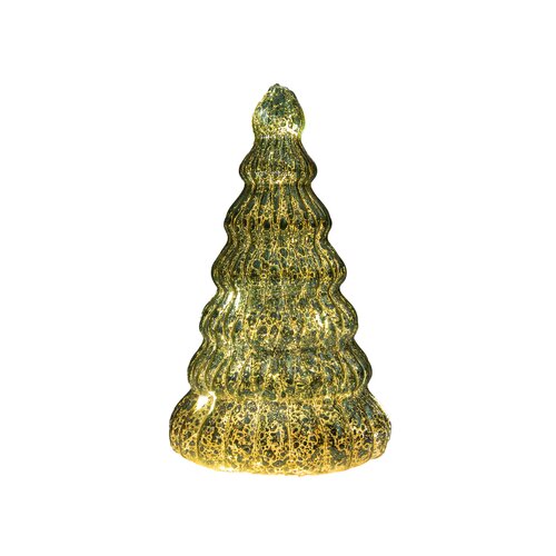Kerstboompje glas 17.5x10.5cm groen