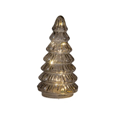 kerstboompje glas 18.5x9cm grijs