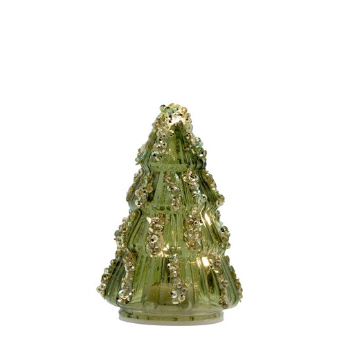 Kerstboompje glas LED - D6xH9cm Groen