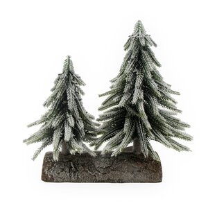 Kerstboompjes op voet sneeuw finish - L 25 x B 12 x H 26 cm