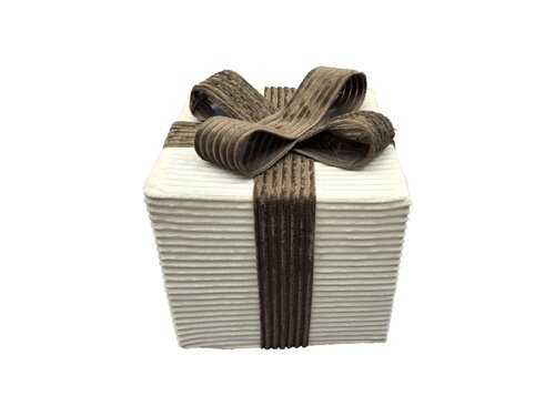 Kerstcadeaudoos ribstof maat L - Beige/bruin - afbeelding 1