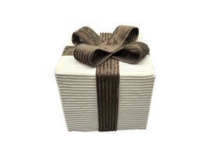 Kerstcadeaudoos ribstof maat L - Beige/bruin - afbeelding 1
