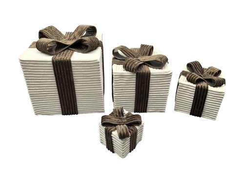 Kerstcadeaudoos ribstof maat L - Beige/bruin - afbeelding 2