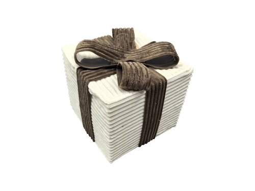 Kerstcadeaudoos ribstof maat M - Beige/bruin - afbeelding 1