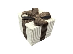 Kerstcadeaudoos ribstof maat M - Beige/bruin - afbeelding 1