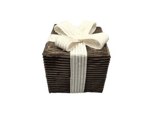 Kerstcadeaudoos ribstof maat M - Bruin/beige - afbeelding 1
