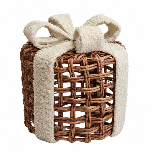 Kerstcadeaudoos rond maat L - Naturel teddy