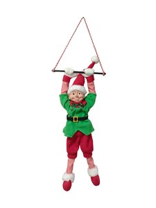 Kerstelf hangend bewegende animatiepop H 65 cm excl. 3xAA - afbeelding 1