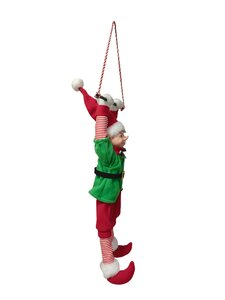 Kerstelf hangend bewegende animatiepop H 65 cm excl. 3xAA - afbeelding 3