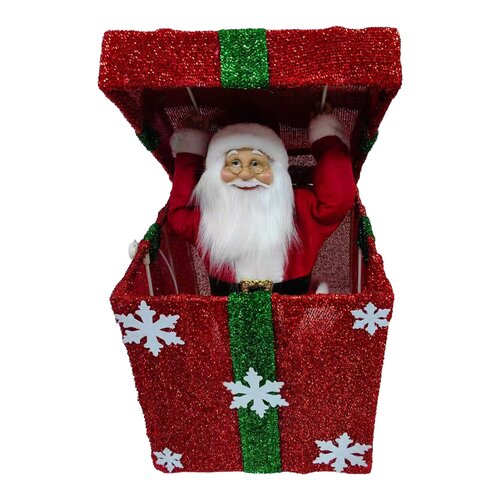 Kerstfiguur cadeau met kerstman LED - L25xB25xH50cm per stuk (Rood, Groen en Geel) - afbeelding 1