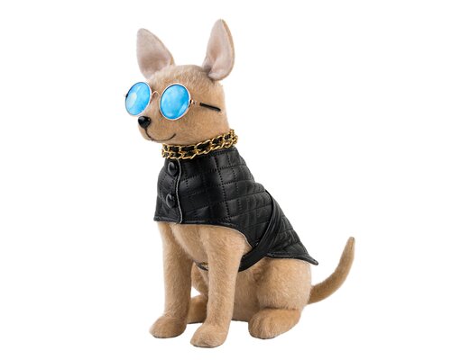 Kerstfiguur hond kunstbont - H28cm Lichtbruin - afbeelding 1
