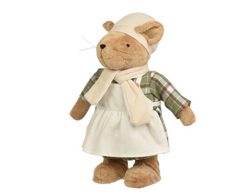 Kerstfiguur muis kunststof - B25xH60cm Wit en groen