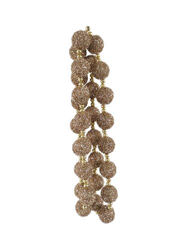 Kerstguirlande met ballen glitter - L1,8m Champagne
