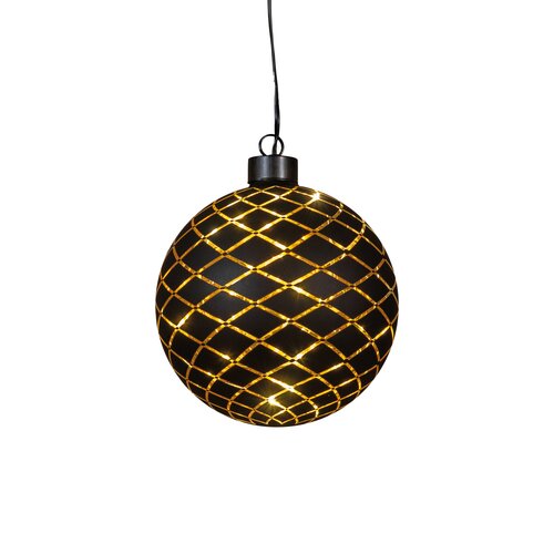 Kersthanger bal glas 10led d12cm zw