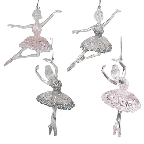 Kersthanger ballerina glitter - Transparant