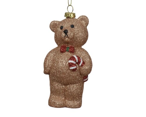 Kersthanger beer kunststof - H12,3cm Pecannootbruin - afbeelding 1