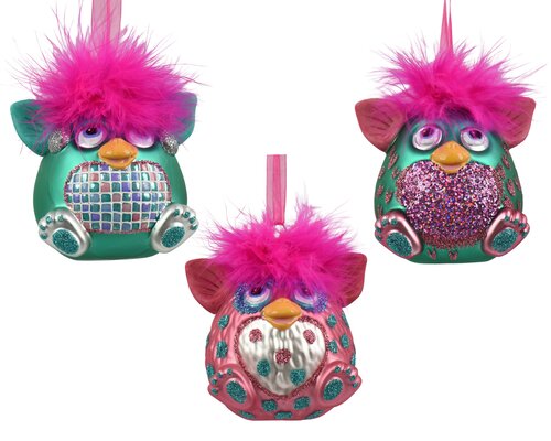 Kersthanger figuur pompon glas - B8,1xH10cm Meerkleurig per stuk