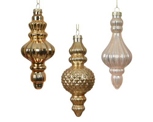 Kersthanger glas - D5,8xH13,2cm Licht goud per stuk - afbeelding 1