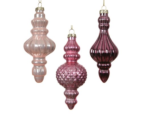 Kersthanger glas - D5,8xH13,2cm Roze per stuk - afbeelding 1