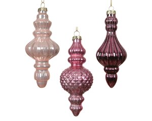 Kersthanger glas - D5,8xH13,2cm Roze per stuk - afbeelding 1