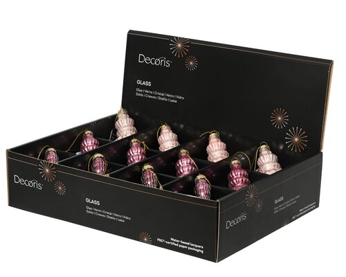 Kersthanger glas - D5,8xH13,2cm Roze per stuk - afbeelding 2