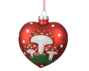 Kersthanger hart glas - B5,7xH9cm Rood - afbeelding 1
