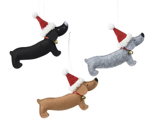 Kersthanger hond vilt - B15xH11cm per stuk