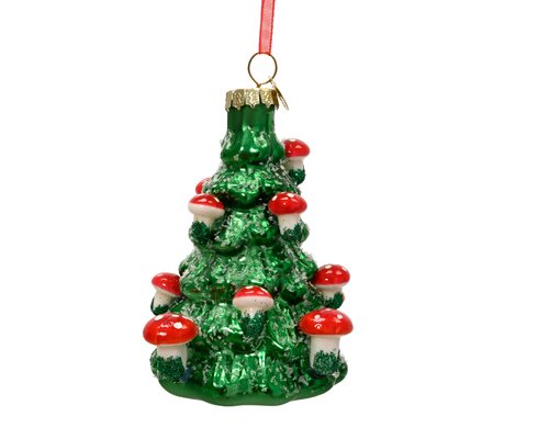 Kersthanger kerstboom glas - B7,6xH10,3cm Groen