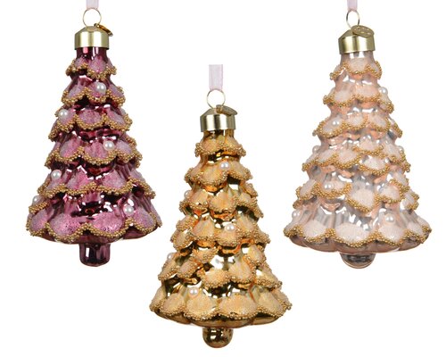 Kersthanger kerstboom glas - D7xH11cm per stuk