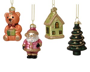 Kersthanger kerstfiguur glas - B4xH9cm per stuk - afbeelding 1