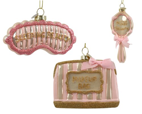 Kersthanger make-up glas - B2,4xH6,8cm Roze per stuk