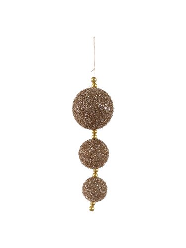 Kersthanger met ballen glitter - D5/6/8cm Champagne