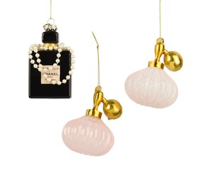 Kersthanger parfumflesje glas - H10,5cm Meerkleurig per stuk - afbeelding 1