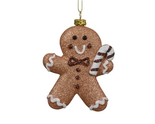 Kersthanger peperkoek kunststof - H10cm Bruin - afbeelding 1