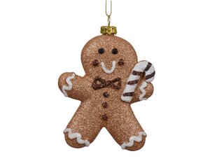 Kersthanger peperkoek kunststof - H10cm Bruin - afbeelding 1