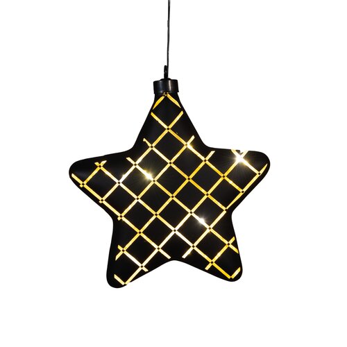 Kersthanger ster glas 10led 19cm zw