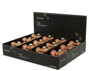 Kersthanger strik glas - H10cm Espresso per stuk - afbeelding 3