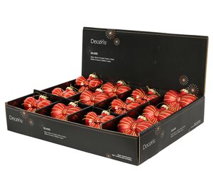 Kersthanger strik glas - H10cm Kerstrood per stuk - afbeelding 3