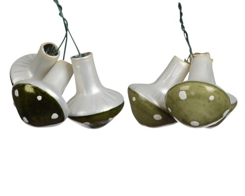 Kersthangers paddenstoel glas - D3,2xH4,1cm Dennengroen per stuk - afbeelding 1