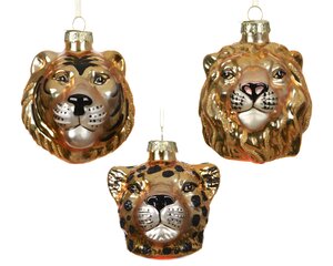 Kersthangers safaridieren glas - B7,7xH8,5cm per stuk - afbeelding 1