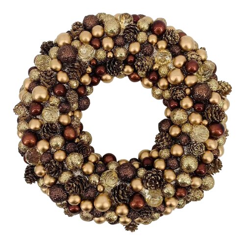 Kerstkrans bruin/goud - D 32 cm - afbeelding 2